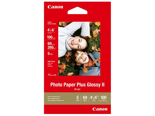 Canon PP 201 Photo Paper Plus Glossy II 4â€� x 6â€� 100 sheets