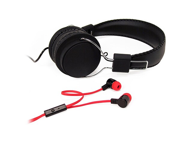 Borne High Performance DJ On Ear Headphones Noise Isolating Earbuds Bundle Black