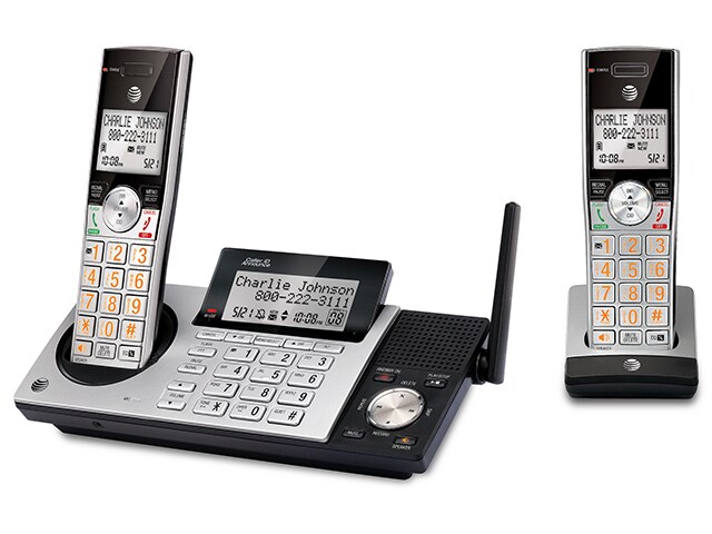 AT T CL83215 Cordless Phone with 2 Handsets Answering Machine Caller ID