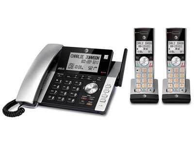 AT&T CL84215 Corded Phone with 2 Cordless Handsets, Answering Machine, Caller ID & Call Waiting