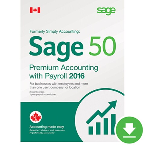 Sage 50 Premium Accounting with Payroll Software 2016 2 Users
