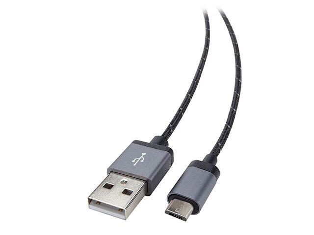 Nexxtech 1.2m 4â€™ Metallic Micro USB Cable with Metal Housing and Cable Braiding Gunmetal
