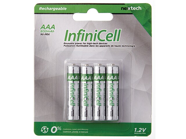 InfiniCell Rechargeable Ni MH AAA Battery 4 Pack