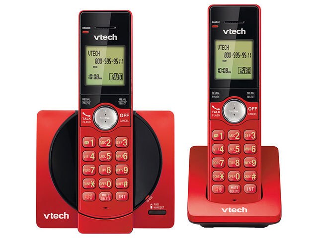 VTech CS6919 26 DECT 6.0 Cordless Phone with 2 Full Duplex Handsets Red
