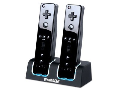 dreamGEAR Dual Dock Remote Control Charger for Nintendo Wii - Black
