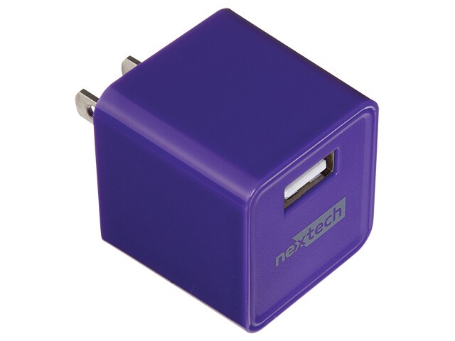 Nexxtech 2.4A USB Wall Charger with Micro USB Charge Sync Cable Purple