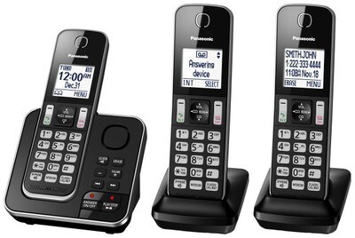 Panasonic KX-TGD393 Cordless Phone with 3 Handsets & Digital Answering System - Black