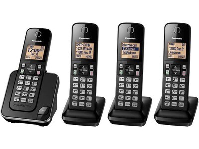 Panasonic KX-TGC384 Cordless Phone System with 4 Handsets - Black