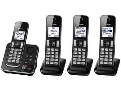 Panasonic KX-TGD394 Cordless Phone with 4 Handsets & Digital Answering System - Black
