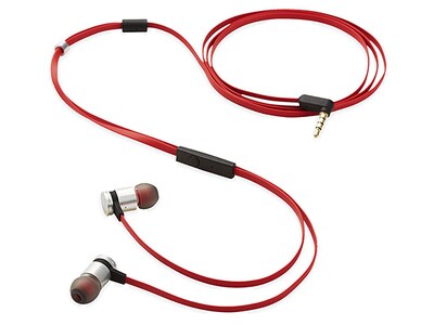 Écouteurs-boutons Listen & Talk avec commandes sur câble de Verbatim - rouge/argenté