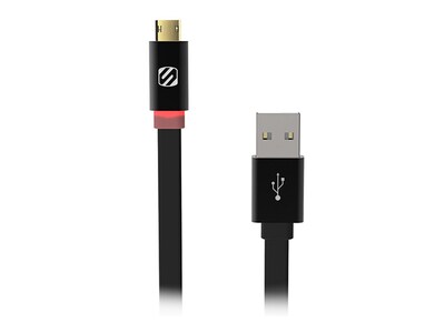 Scosche FlatOut™ LED EZFL 1.8m (6’) Micro USB-to-USB Charge & Sync Flat Cable - Black