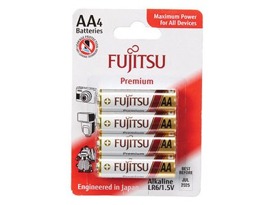 Piles alcalines AA Premium de Fujitsu — emballage de 4