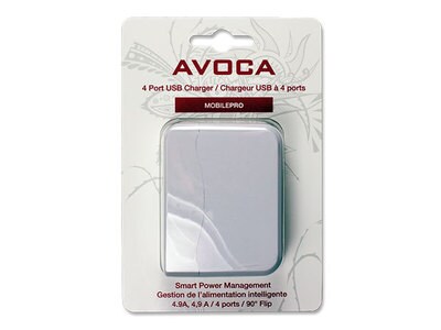 Avoca CWUSB4P-WH 4.9A USB Charger