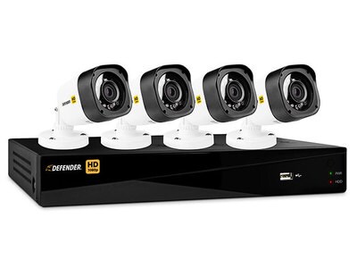 Defender HD 8-Channel 1TB HDD, 1080p DVR Security System with 4 Bullet Cameras & Mobile Viewing