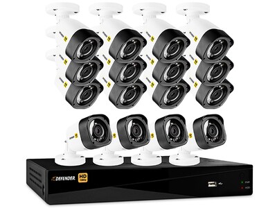 Defender HD 16-Channel 2TB HDD, 1080p DVR Security System with 16 Bullet Cameras & Mobile Viewing