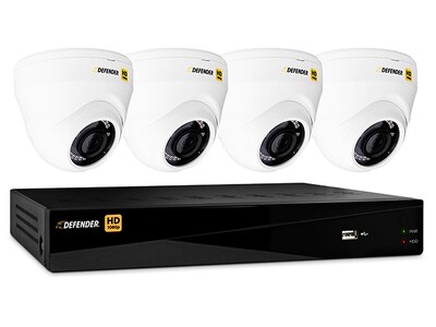 Defender HD 8-Channel 1TB HDD, 1080p DVR Security System with 4 Dome Cameras & Mobile Viewing