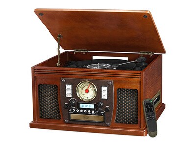 Innovative Technology ITVS-600B Wooden 7-in-1 Bluetooth® Turntable - Mahogany 