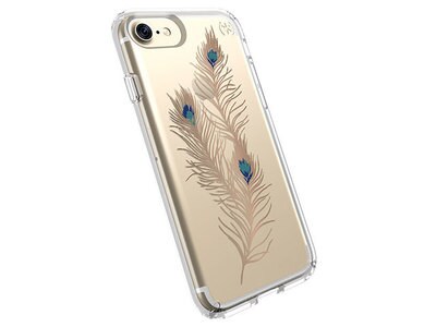 Étui Presidio Clear + Print pour iPhone 7/8 —  plumes audacieuses dorées et transparent