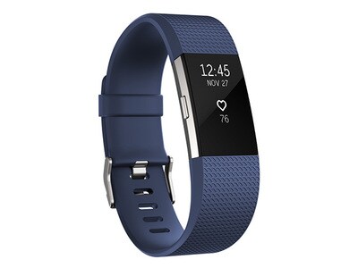 Bracelet sans fil pour l'activité et la fréquence cardiaque Fitbit Charge 2 - Grand - Bleu
