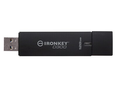 Kingston IronKey D300 128GB Encrypted USB 3.0 Flash Drive - Black