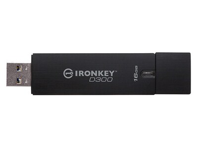 Kingston IronKey D300 16GB Encrypted USB 3.0 Flash Drive - Black