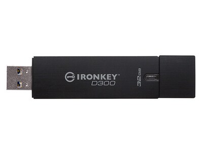 Clé USB 3.0 chiffrée de 32 Go IronKey D300 de Kingston – noir