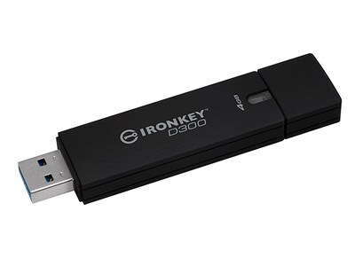 Kingston IronKey D300 4GB Encrypted USB 3.0 Flash Drive - Black
