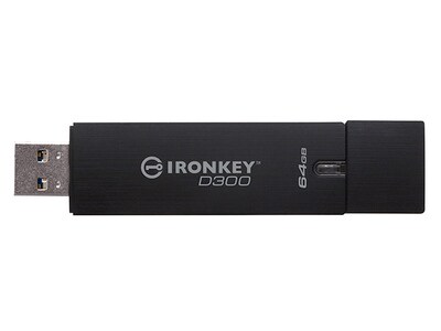 Kingston IronKey D300 64GB Encrypted USB 3.0 Flash Drive - Black