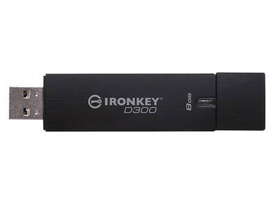 Clé USB 3.0 chiffrée de 8 Go IronKey D300 de Kingston – noir