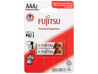 Fujitsu Premium Grade AAA Alkaline Batteries - 2-Pack