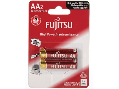 Piles alcalines AA High Power de Fujitsu — emballage de 2