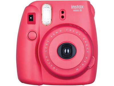 Fujifilm Instax Mini 8 Instant Camera with 10 Exposure Film - Raspberry