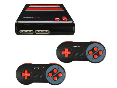 Système 2-en-1 RetroDuo SNES et NES de Retro-bit – rouge et noir