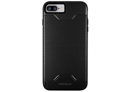 Étui de protection à 2 couches avec pied de Macally pour iPhone 7/8 Plus – noir