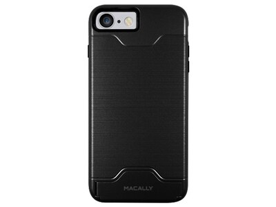 Macally iPhone 7/8 Dual layer Protective Case with Kickstand - Black
