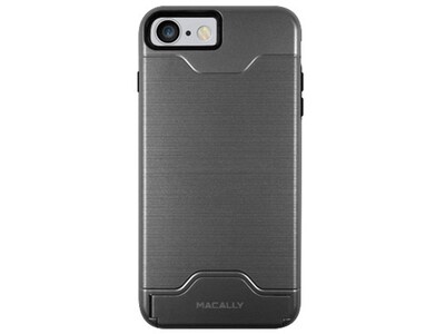 Macally iPhone 7/8 Dual layer Protective Case with Kickstand - Space Grey