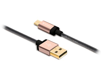 Câble de synchronisation et de recharge micro USB à USB tressé 1,2 m (3,9 pi) 99220 de Verbatim – champagne