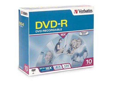 DVD-R Verbatim 16x (paquet de 10)