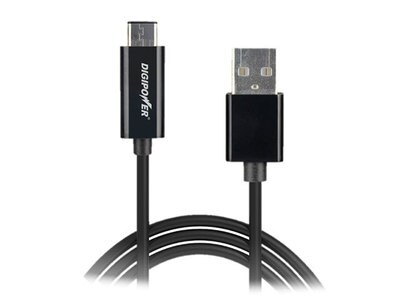 Câble de recharge et de synchronisation USB à USB C de 2 m (6,6 pi) de Digipower - noir