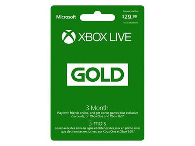 Carte d'abonnement Or à Xbox Live de 3 mois