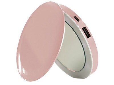 HYPER Pearl Compact Mirror + 3000mAh Portable Battery Pack - Rose Gold