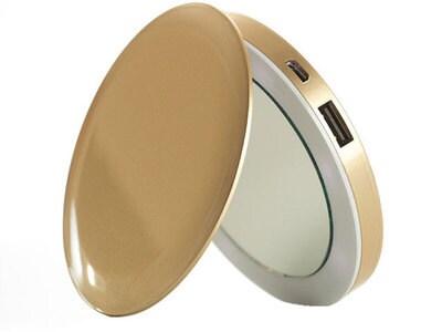 Miroir avec chargeur portatif à 3 000 mAh Pearl de HYPER – doré