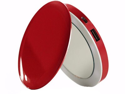 HYPER Pearl Compact Mirror + 3000mAh Portable Battery Pack - Red