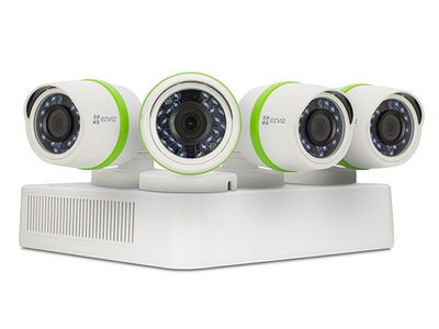 Système de sécurité intérieur/extérieur, jour/nuit à 4 canaux avec enregistreur numérique de 1 To et 4 caméras à l’épreuve des intempéries BD-2404B1 d’EZVIZ