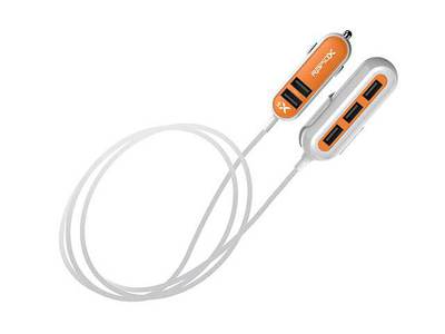 RapidX X5 2.4A USB Car Charger - Orange and White
