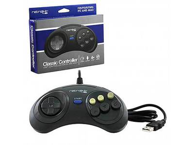 RetroLink Wired Genesis Style Controller for PC & Mac - Black