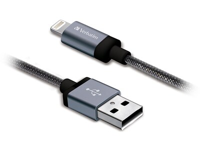 Câble de recharge et de synchronisation tressé Lightning à USB de 0,3 m (0,9 pi) 99215 de Verbatim – noir