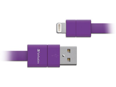 Verbatim 99214 0.2m (0.6’) Lightning-to-USB Flat Charge & Sync Cable - Purple