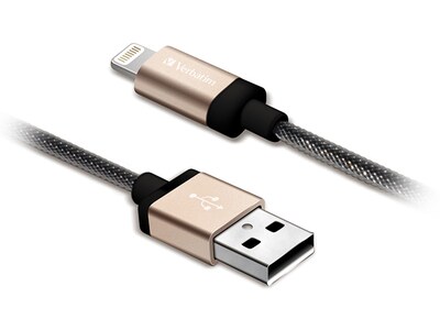 Câble de recharge et de synchronisation tressé Lightning à USB de 0,3m (0,9 pi) 99216 de Verbatim - champagne