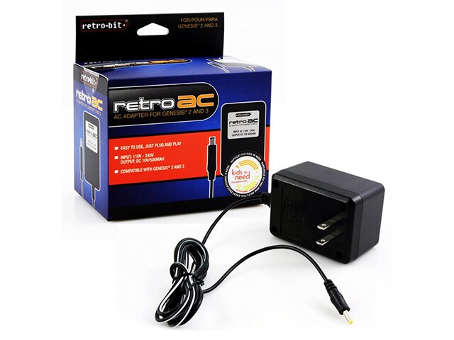 Retro-Bit AC Power Adapter for Genesis 2 & 3 - Black